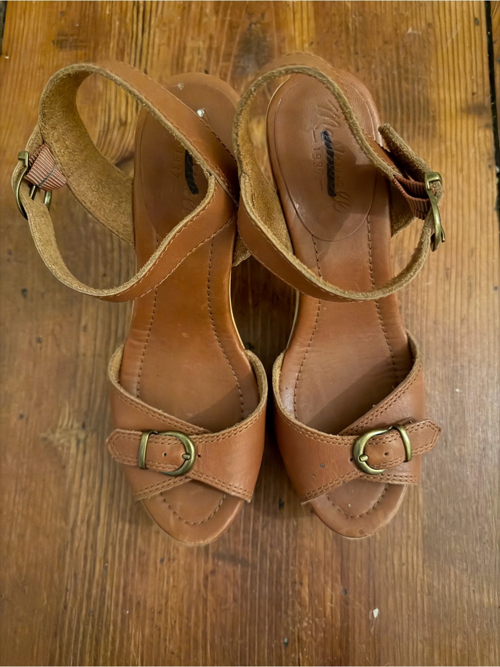 Madewell Brown Leather Platform Sandal with Ankle Strap - Picture 5 of 6